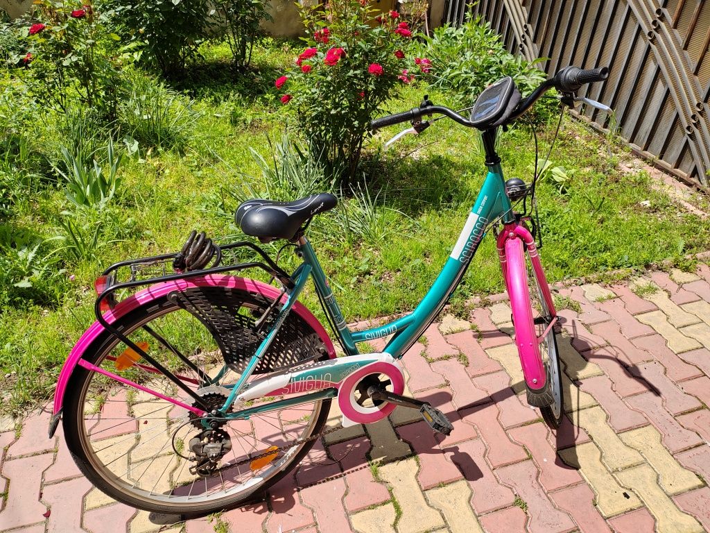 Bicicleta Scirocco Siviglia, pentru femei, Verde/Roz