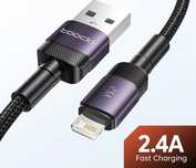 Cablu Usb - Type C / Usb - Lightening Fibre Impletite Negru