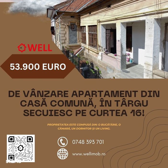 De vânzare apartament din casă comună, în Târgu Secuiesc pe curtea 16!
