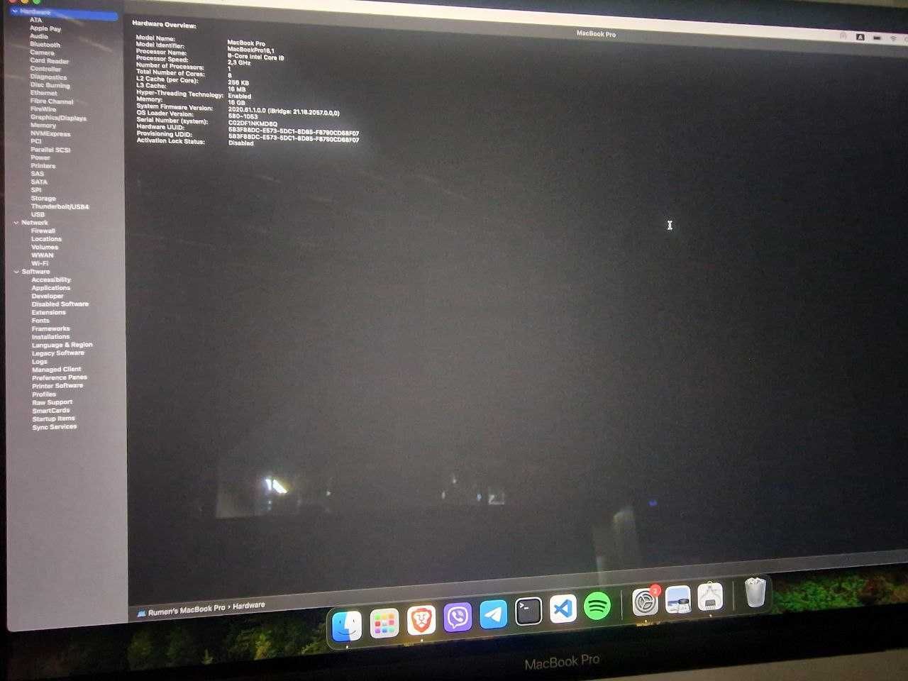 2020 MacBook Pro 16' (A2141) | i9 |  16GB RAM | 256GB SSD