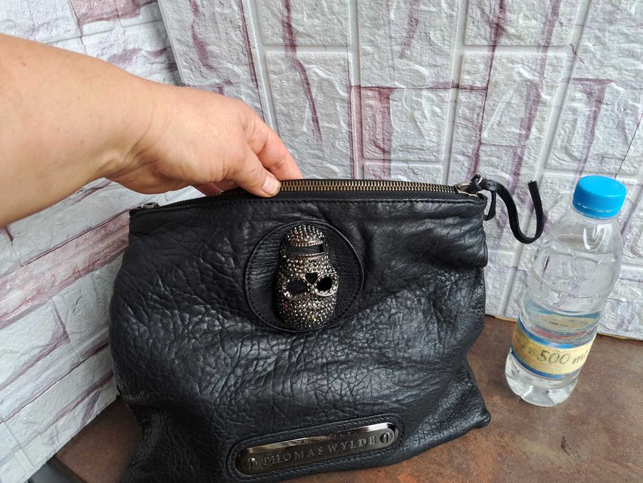 дамска чанта,малка черна чантичка,клъч,протмоне-естествена кожа