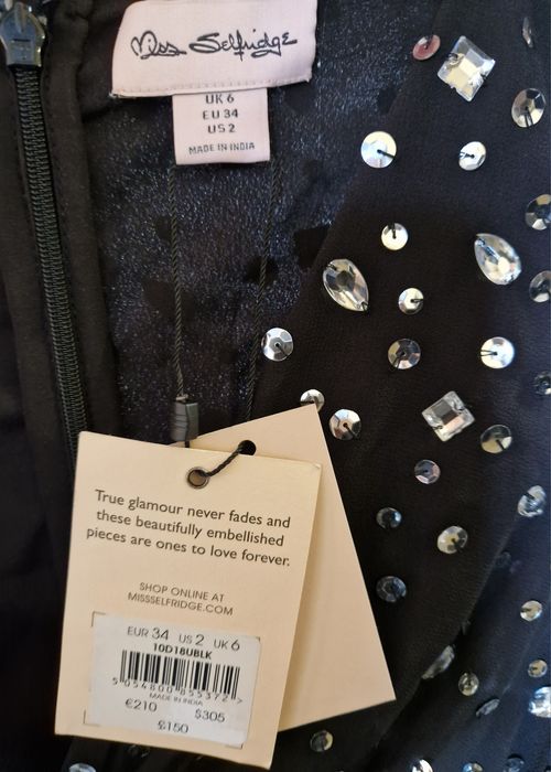 Черна рокля с камъни Miss Selfridge