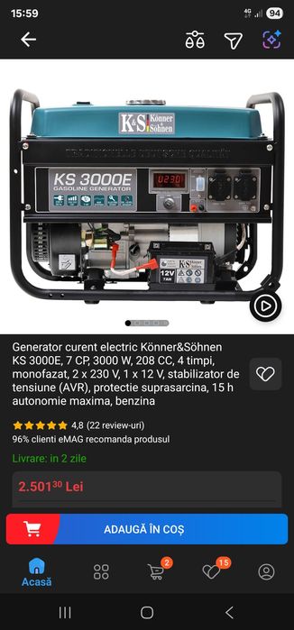 Vând generator ks 3000E
