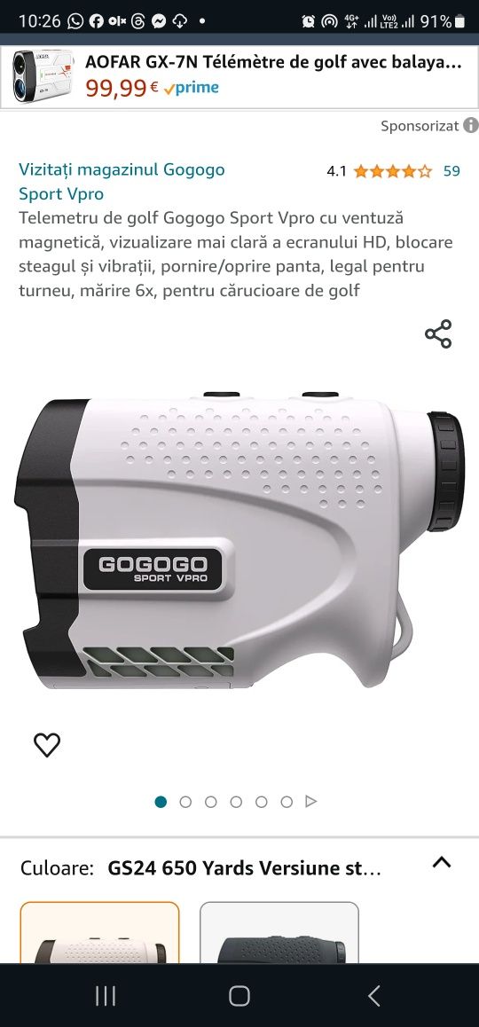 Telemetru de golf Gogogo Sport Vpro cu ventuză magnetică (nou)