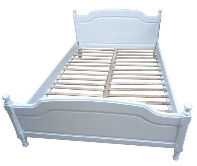 Pat din lemn masiv de fag Ileana, alb, 140x200 cm