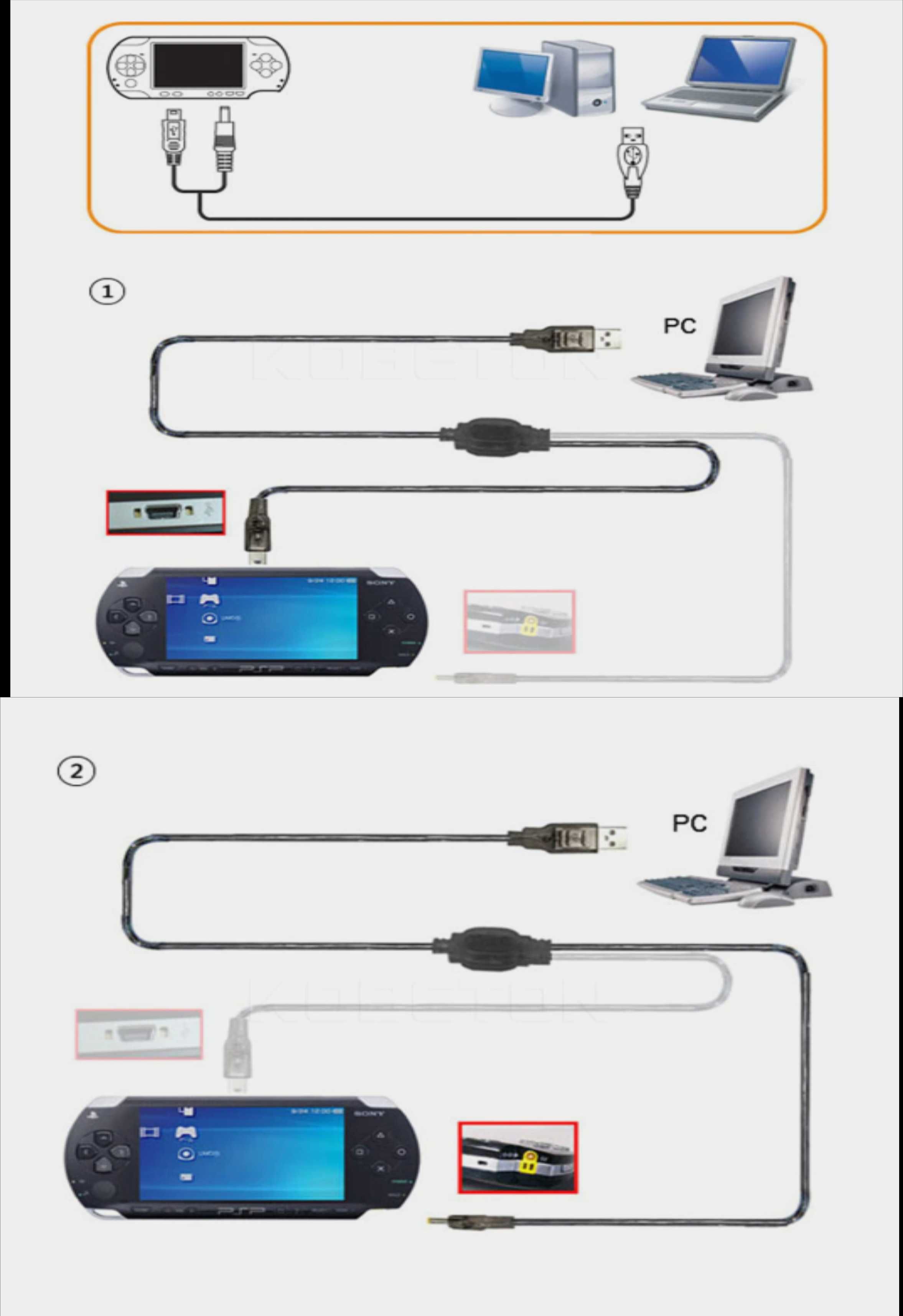 Новый USB-кабель для передачи данных и зарядки для PSP2000 2 варианта