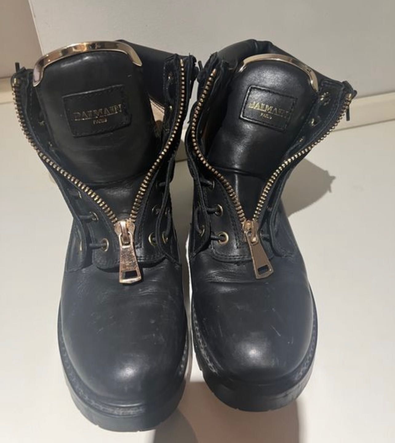 Ghete / bocanci model Balmain negre, piele naturala marime 38,5/39