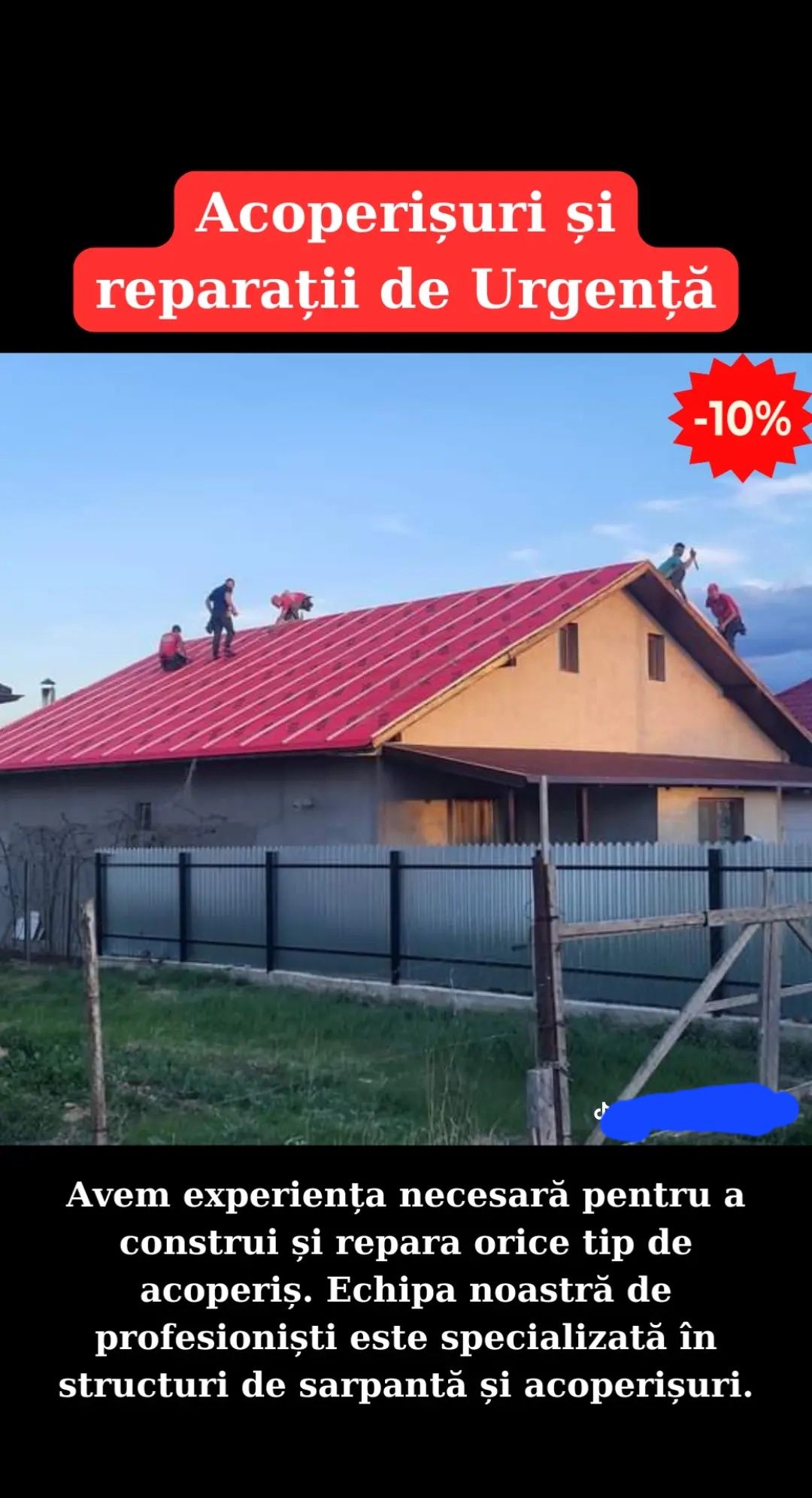 EXECUTĂM ACOPERIȘURI ORICE TIP

Montaj tiglă metalică

Reparatii acope