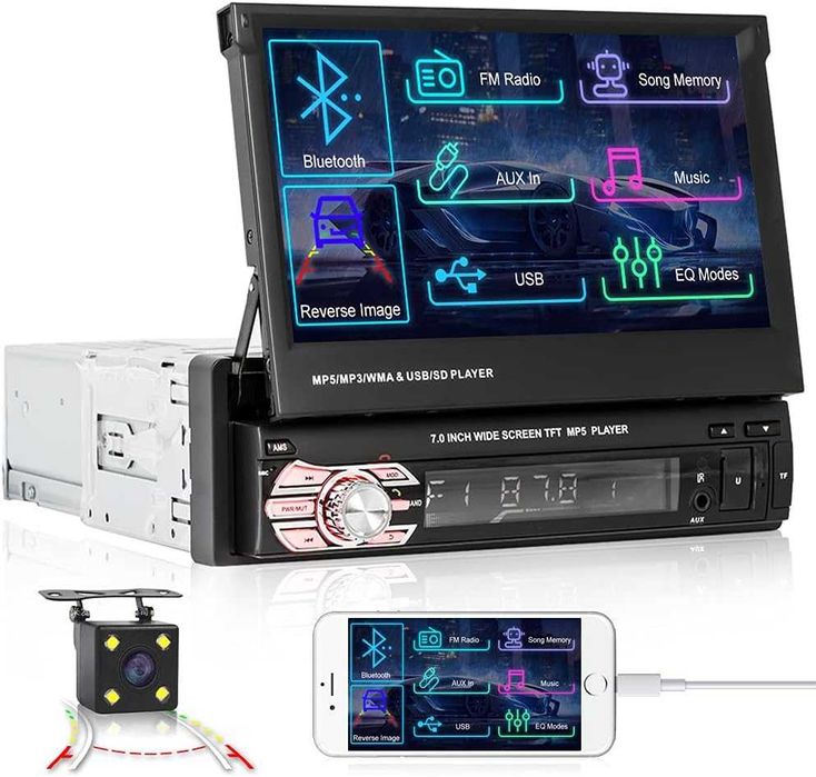 Мултимедия с камера за задно виждане, Bluetooth, FM, MP3, MP4, МР5