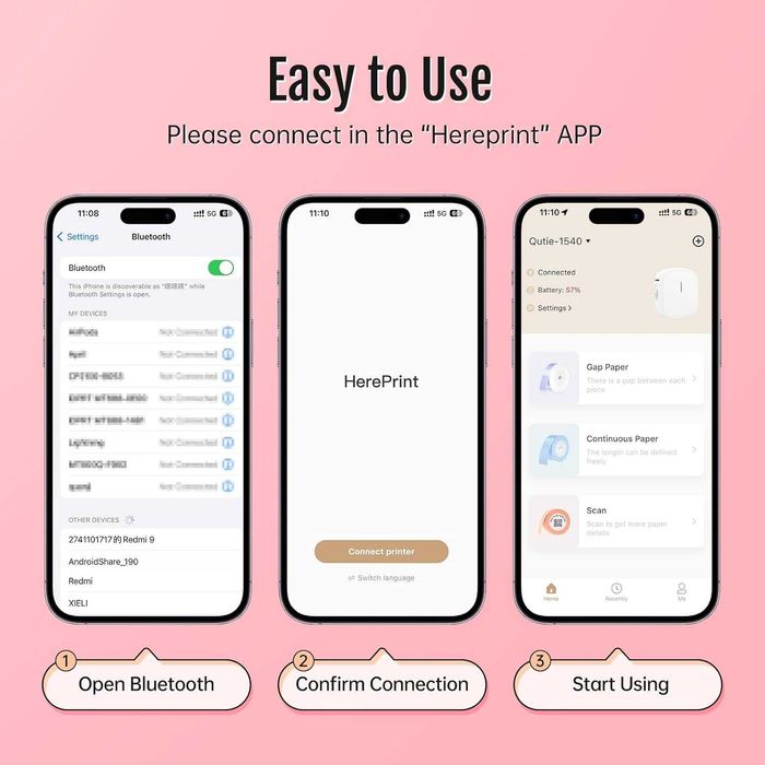 Портативен принтер за етикети PRT Qutie Bluetooth + 3 ролки