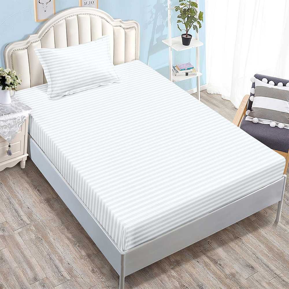 Долен чаршаф с ластик и калъфка (матрак от 80x200 до 90x200), 2 части