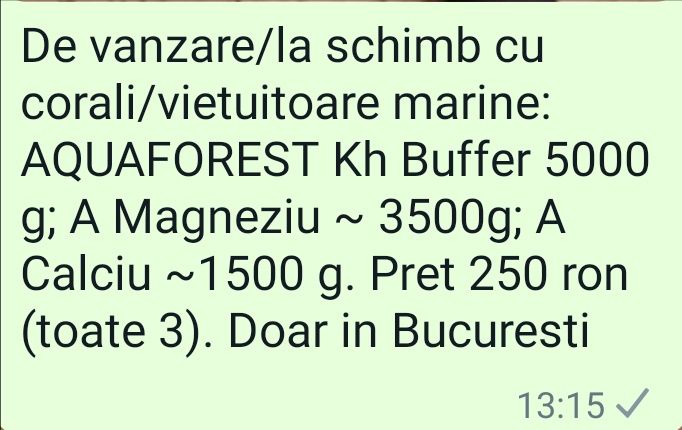 De vanzare/schimb Aquaforest Ca, Mg, Kh buffer + Neoane T8 36 W Sera
