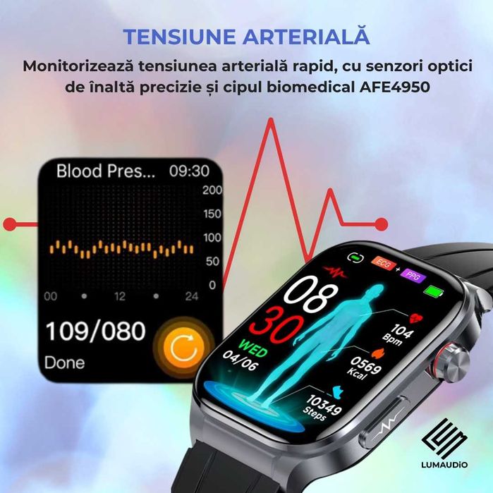 Ceas medical , tensiune , EKG , Spo2, colesterol , trigliceride etc