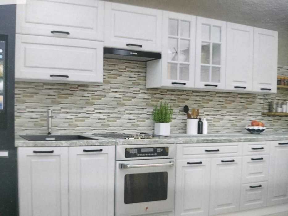 bucatarie modulara colt (sau nu)  corpuri mdf alb, gri, crem