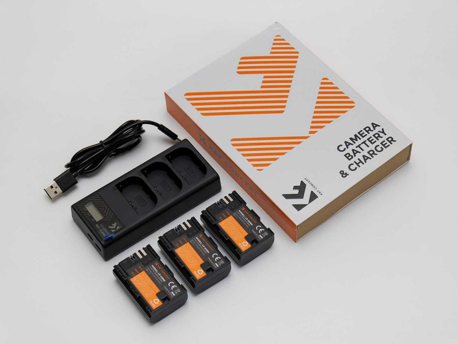 три аккумулятора Canon LP-E6NH + K&F Concept зарядник