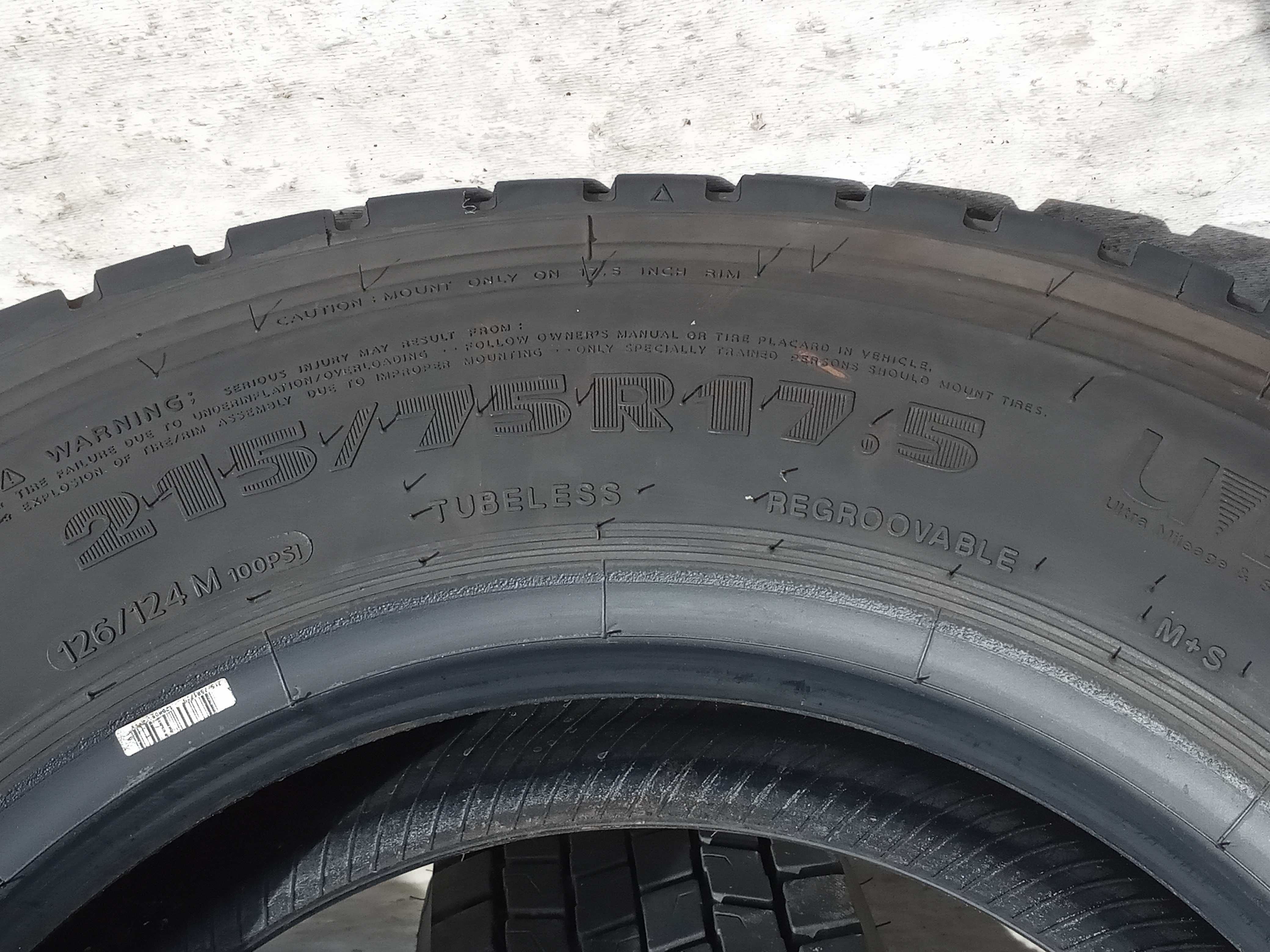 2 тежкотоварни гуми 215/75R17.5 Hankook DH05 126/124M M+S 12PR