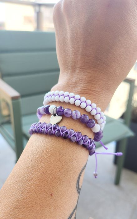 Set brățări ametist si onix alb