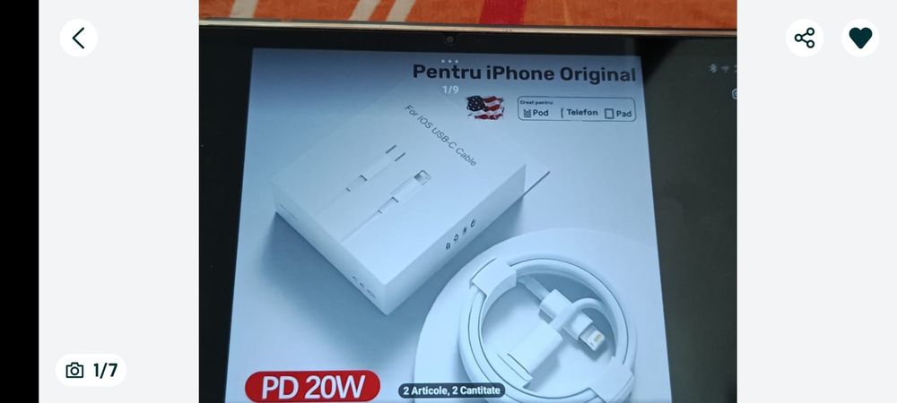 Cabluri incarcare telefoane iPhone, Samsung, etc