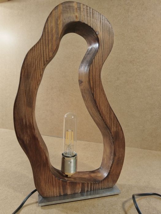 Decoratiune corp iluminat lemn masiv/otel masiv