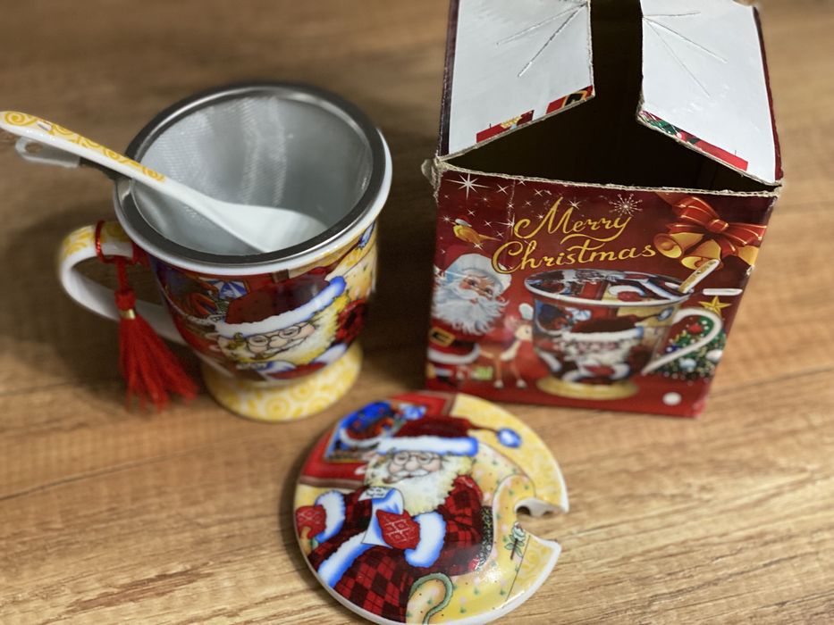 Cana noua Mos Craciun sita lingurita capac rosie Secret Santa