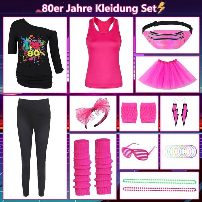 Costum anii 80, cu accesorii, xl, Halloween