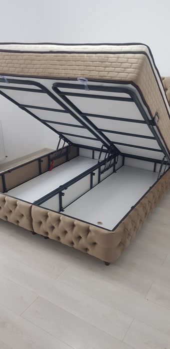 Pat tapitat ODESSA 140/160/180x200 cadru+somiere METALICE+CATIFEA