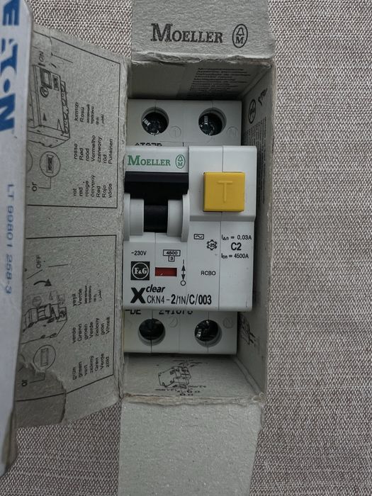 Siguranță diferentiala Moeller 2A 1P+N C 30mA AC