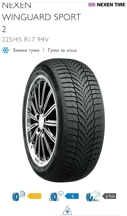 Зимни гуми Nexen WinGard s2 225/45/17 4бр.-140лв