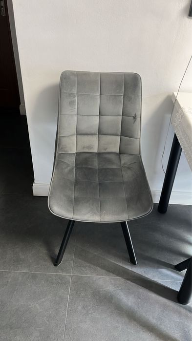 Scaune living tapitate gri, stare ft. Buna, 4 bucati