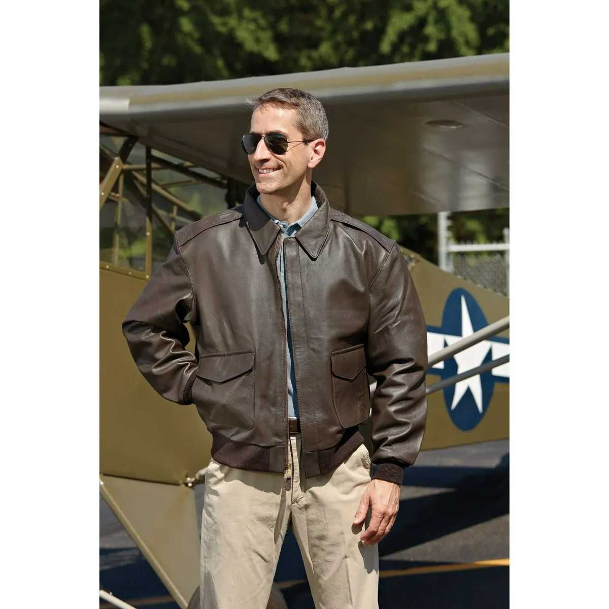 Sporty's Pilot Shop Classic Leather Bomber Jacket A-2 мъжко кожено яке