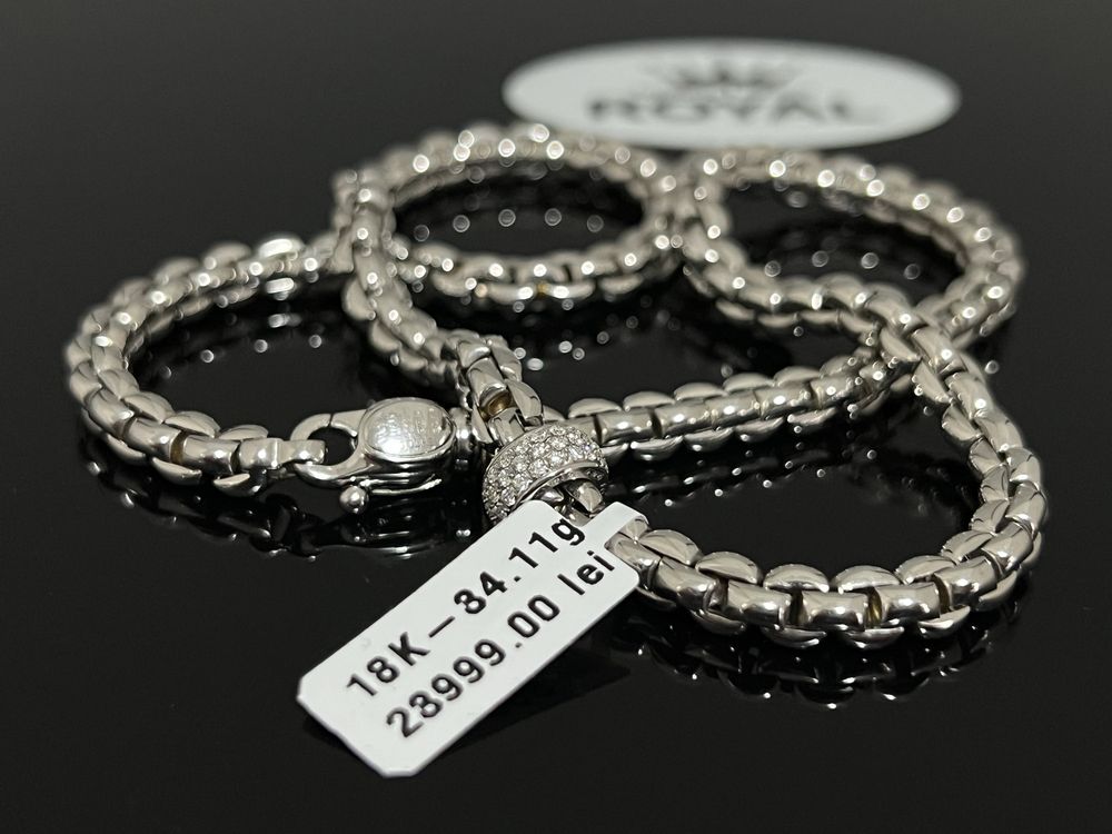 Royal Colier/ lant dama eka cu diamante aur 18K 750% 34,11 grame