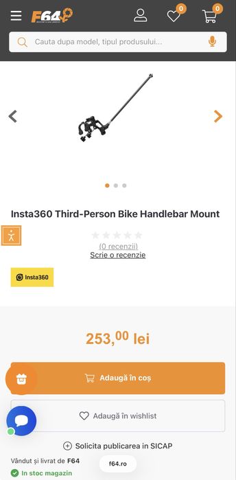 Insta360 Third-Person Bike Handlebar Mount - suport ghidon