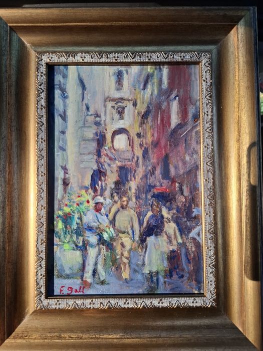 Pictura ulei pe carton semnat F.Gall.