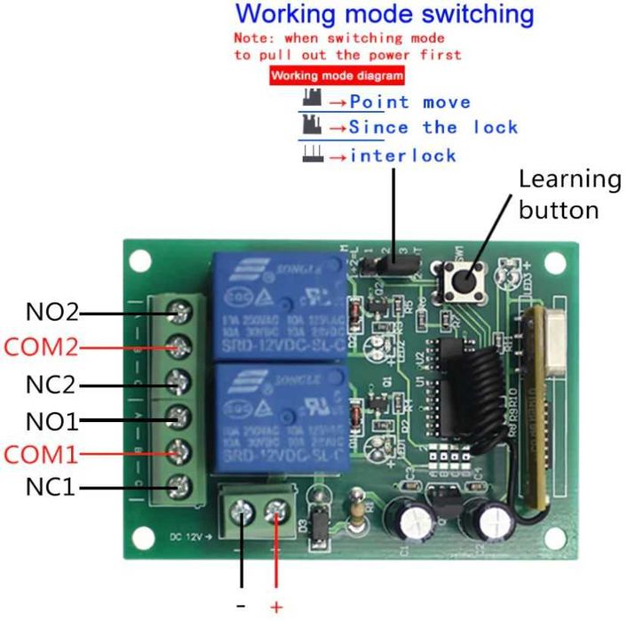 Releu Telecomanda 5-12-24-30-48-60V 2 canale automatizari usi porti