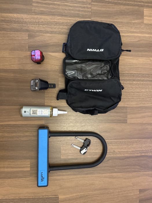 Rockrider st120 gri-portocaliu 27,5” + antifurt luma + ulei de lant