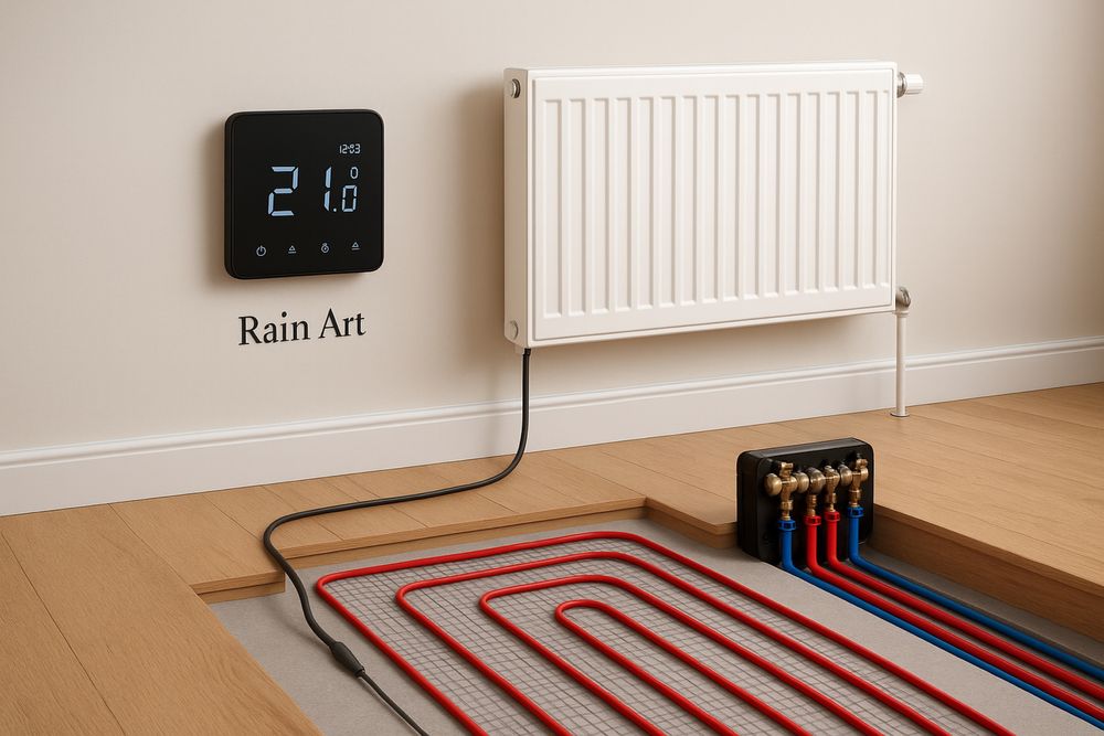 комнатный термостат двухзонный , двухканальный  радиатор и тёплый пол