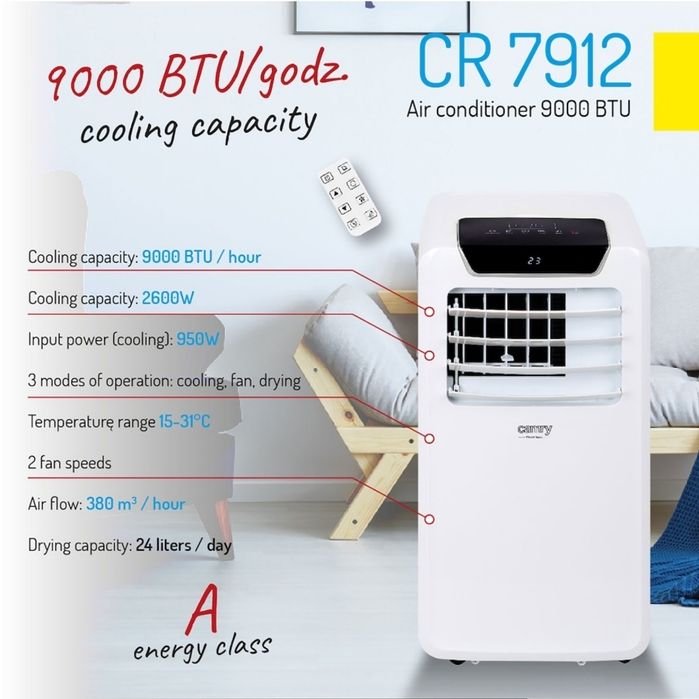 Aparat de aer condiționat Carmy CR7926, 700 BTU, 2000 W, Alb