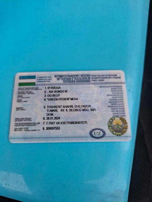 KIA BONGO 3 oq 2019 probeg 78310 narxi 21 000 ye