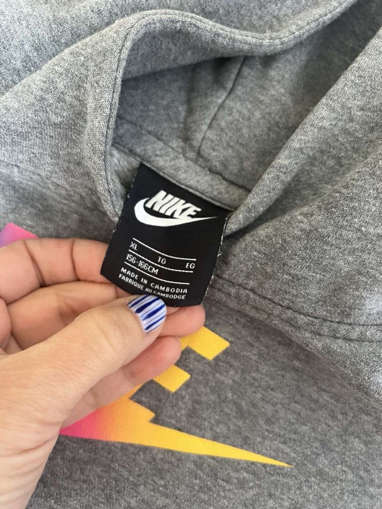 Nike суитчър/блуза сив момиче къс XL 156-166 см 10-12 год crop top кро