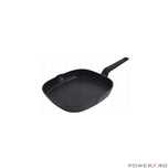 Tigaie tip grill, din aluminiu turnat, marmorata, neagra, 24cm,