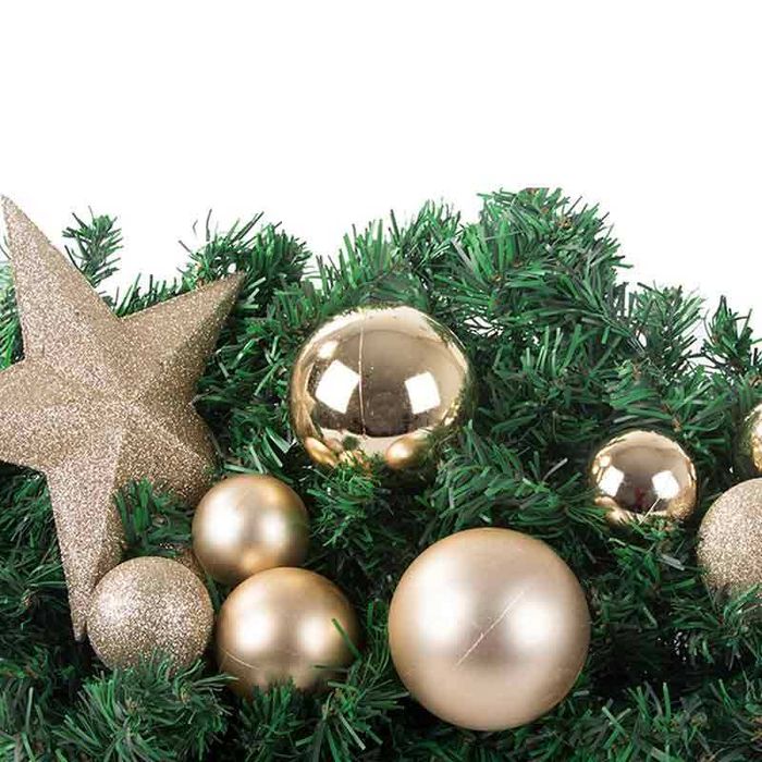 Комплект пластмасови коледни топки и звезда за елха, златисто, 33 бр