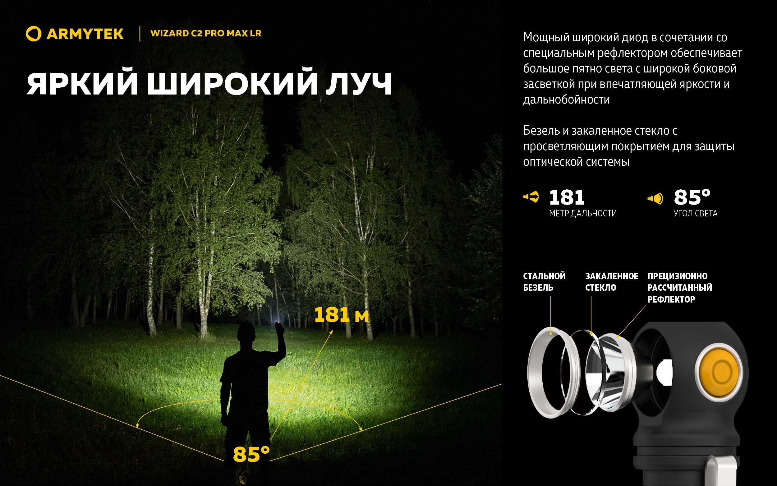 Мульти Фонарь Armytek Wizard C2 PRO Max Magnet USB LR