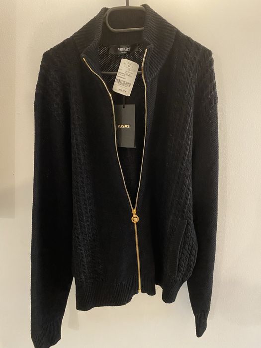 Bluza/hanorac original Versace, Medusa Jacquard Zip Knit sweather