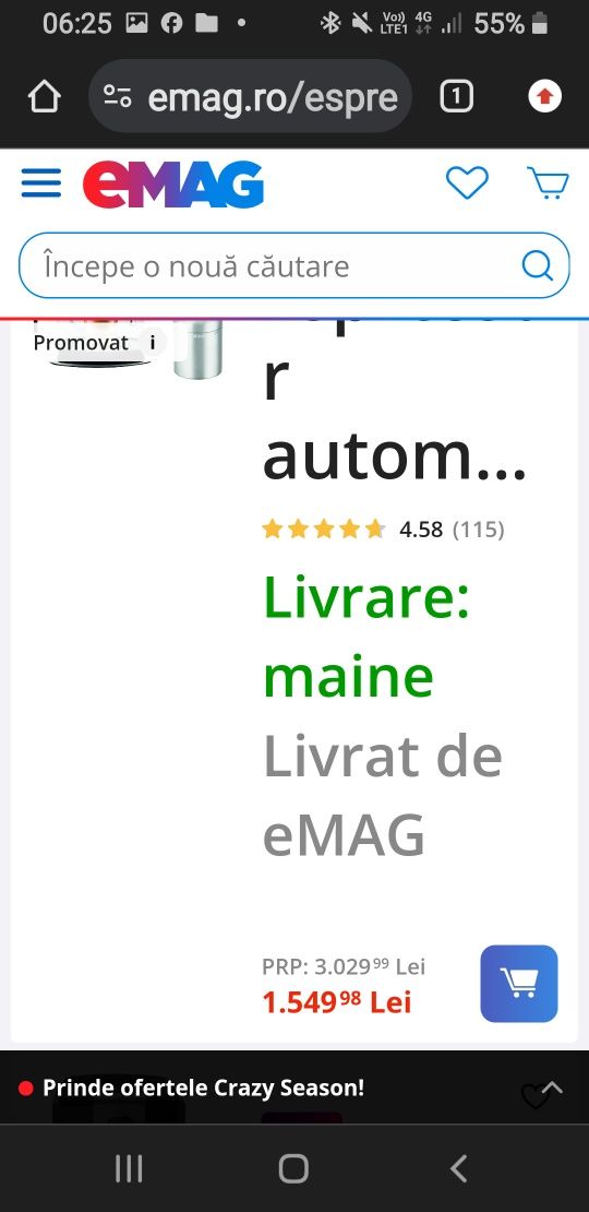 Vand expresor automat Krups boabe