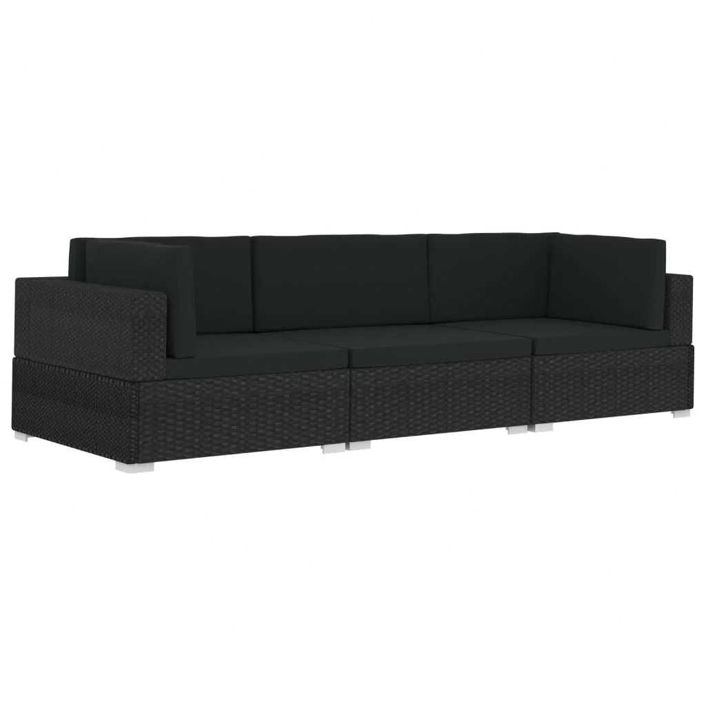 Set mobilier de gradina/terasa canapea/coltar Negru Ratan ATICO
