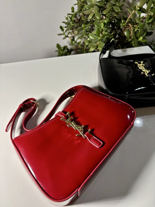 Кожена чанта ivsen loran черна-червена