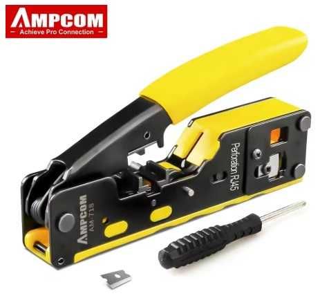 Cleste profesional de sertizat mufe RJ45 pass-through + 50 mufe pass