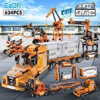 Camion port 10 in 1 cu RC, CADA 634 piese, Bricks Toys for Kids