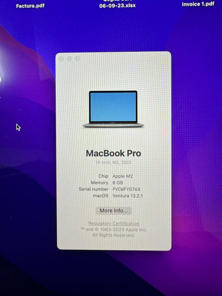 MacBook Pro 13 inch, M2 , 2022