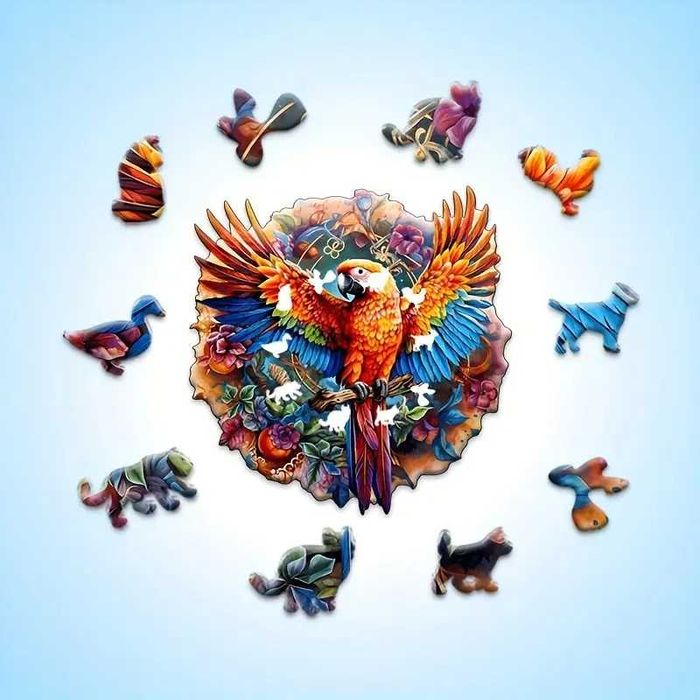 Дървен пъзел "Тропически папагал"